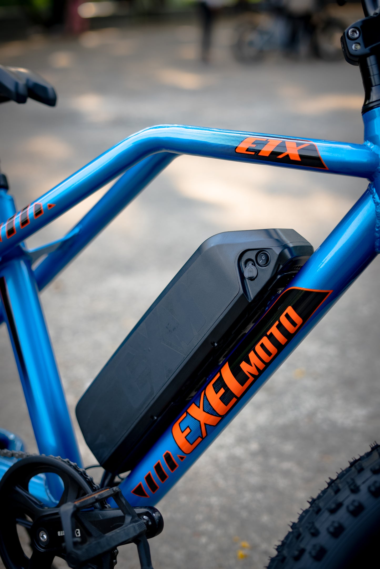 Rider action shot with Exelmoto bike