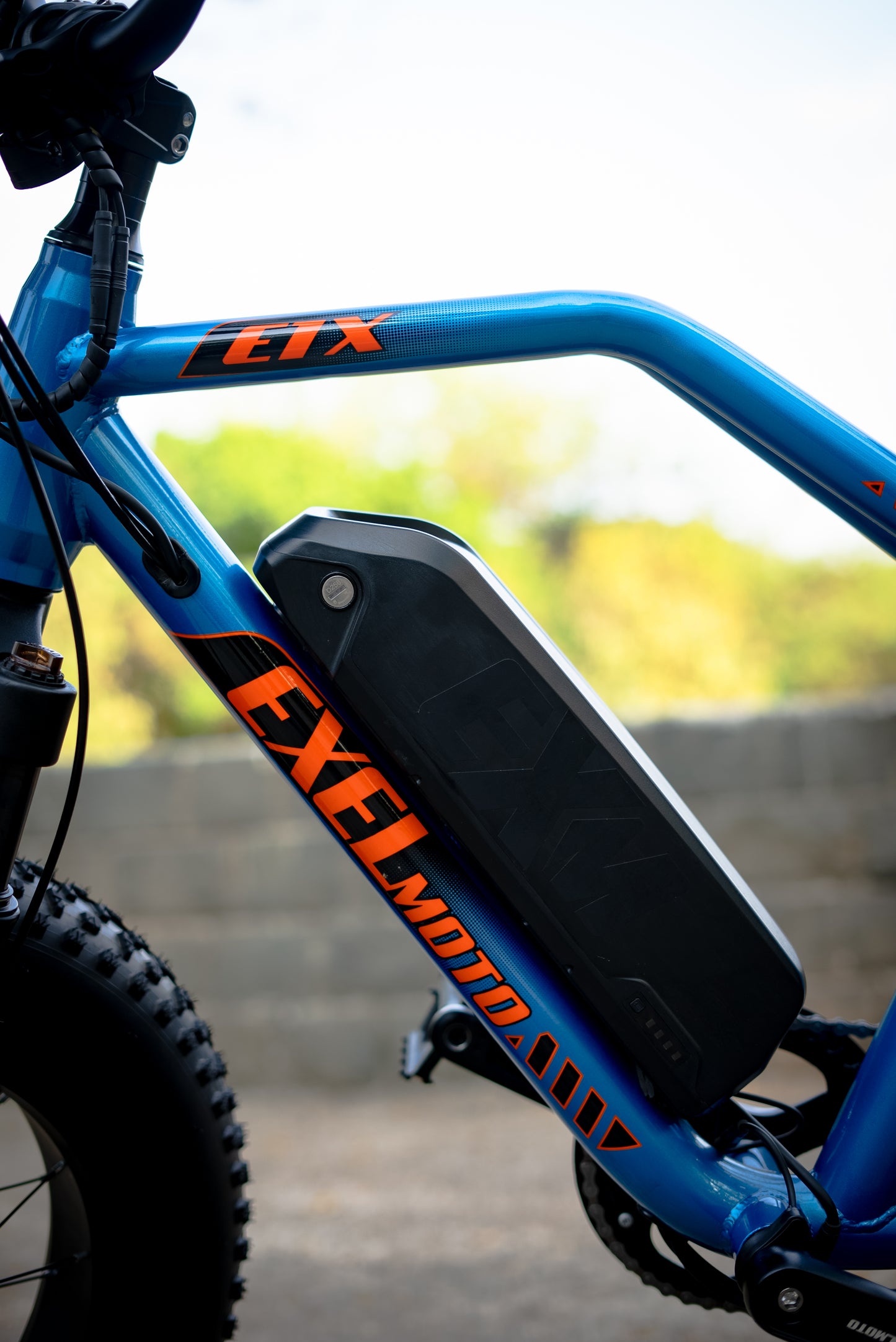 Rider in motion on Exelmoto electric bike