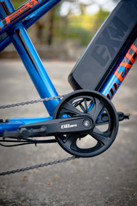 Closeup detail shot of Exelmoto bike