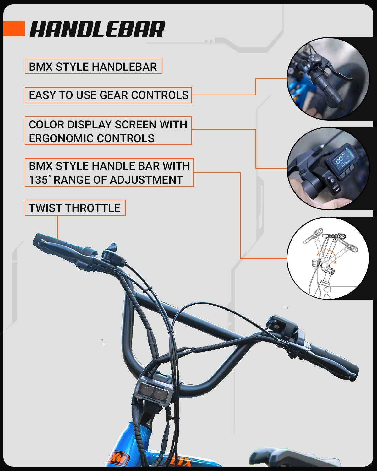 Exelmoto E1X ergonomic handlebar