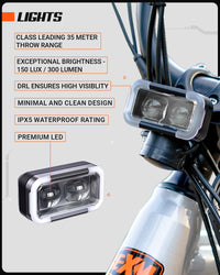 Front and rear LED lights of ExelMoto E1X