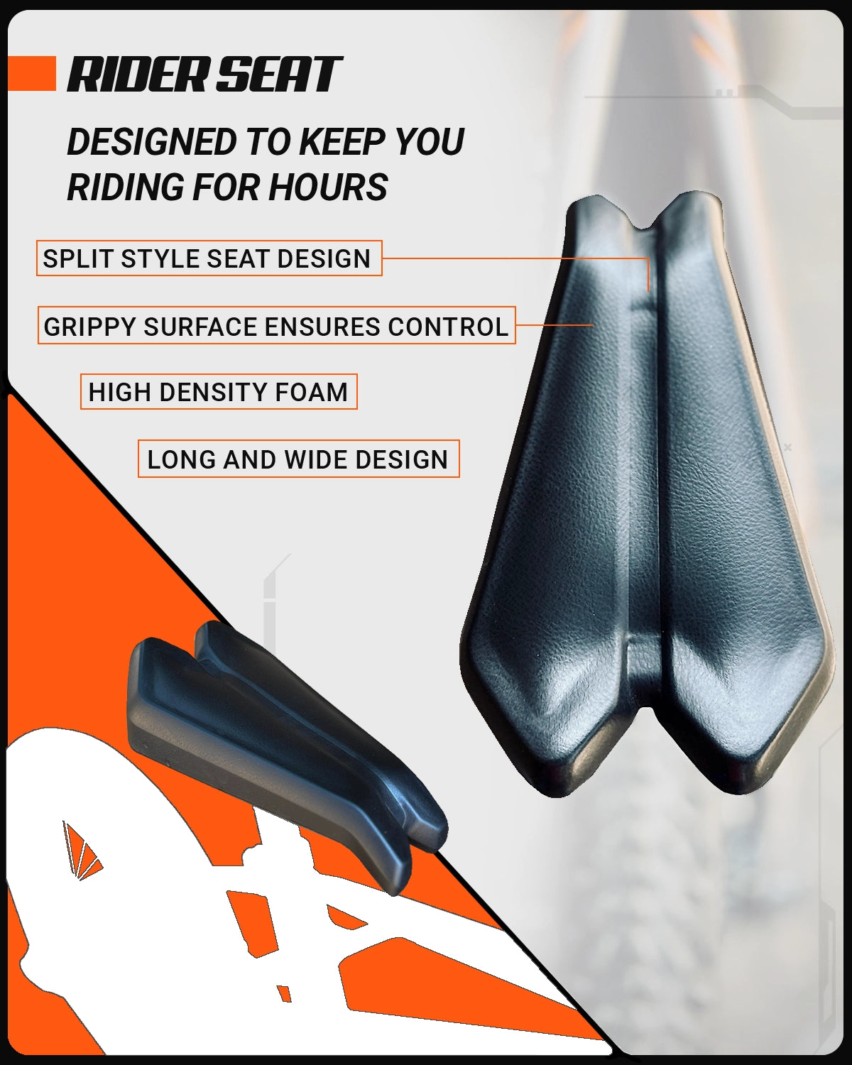 Stylish and ergonomic E1X bike seat