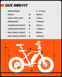 Size and fit dimensions of E1X bike