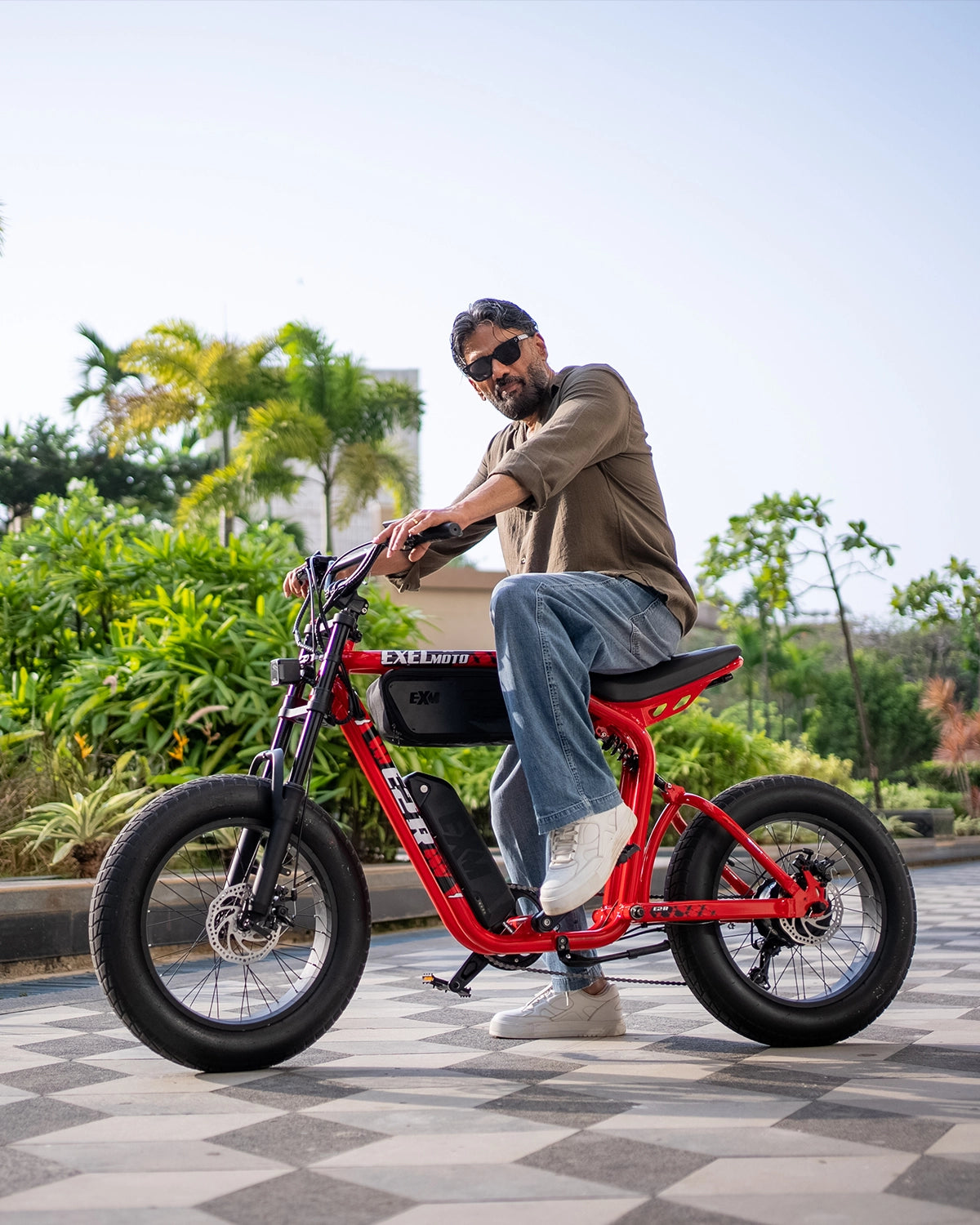 Outdoor action shot with ExelMoto E1X electric bike