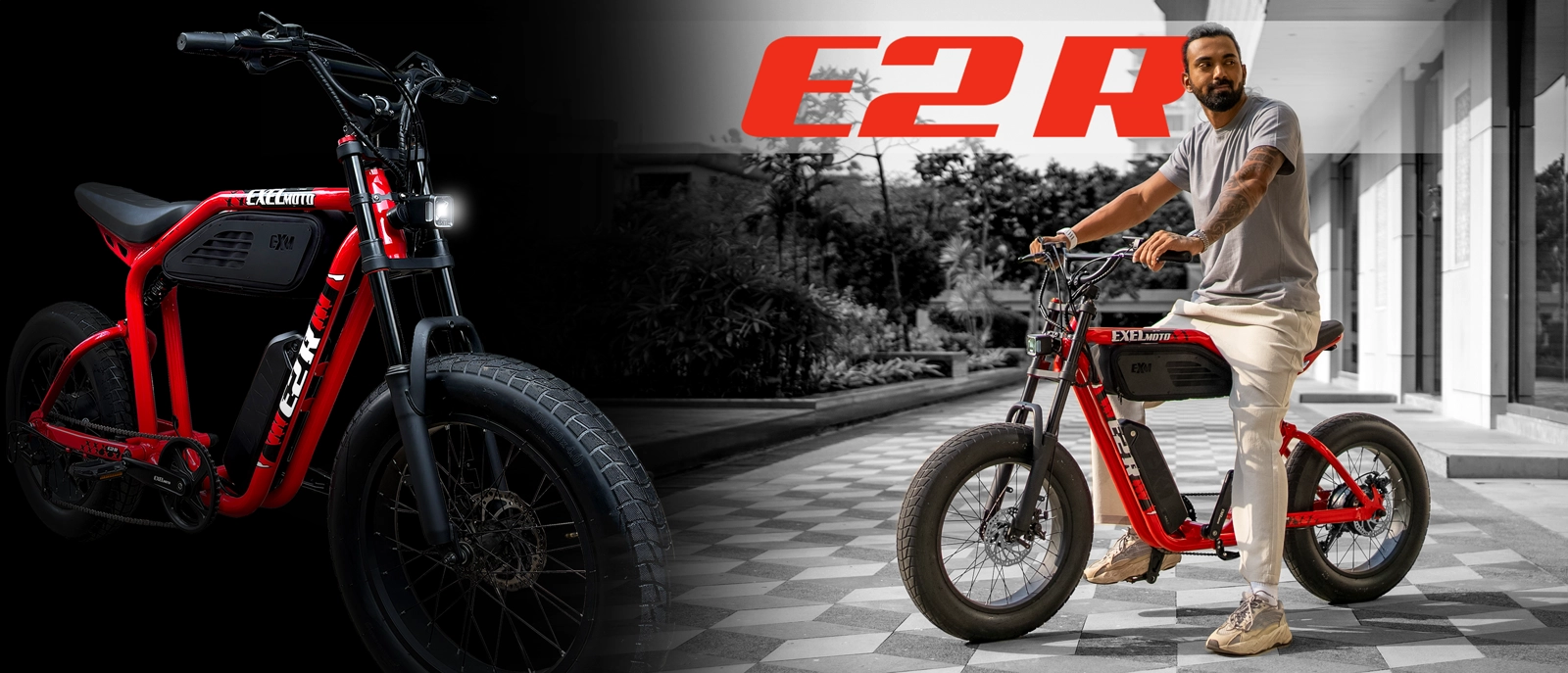 Promotional banner for Exelmoto E2R electric bike